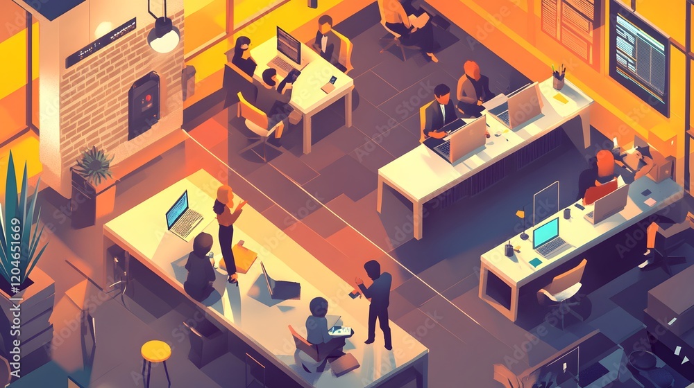 Obraz premium Modern Office Workers Collaborate Using Technology