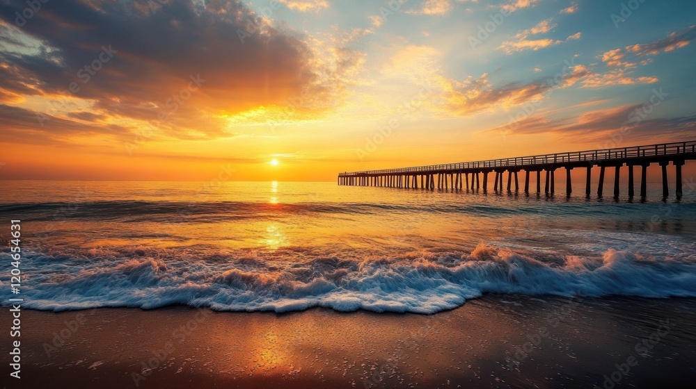 Golden Sunrise over Ocean Pier Golden Sunrise over Ocean Pier