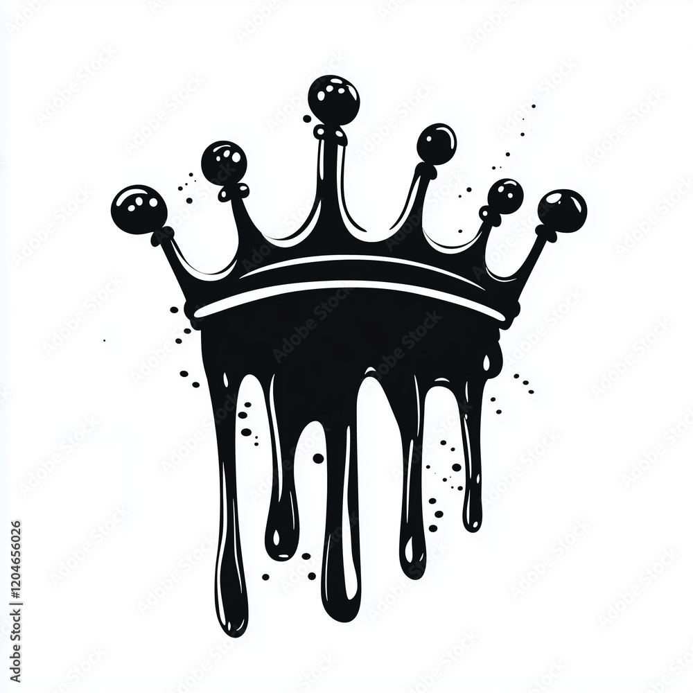 Spray painted graffiti crown sign in black over white. Crown drip symbol. isolated on white background. vector illustration