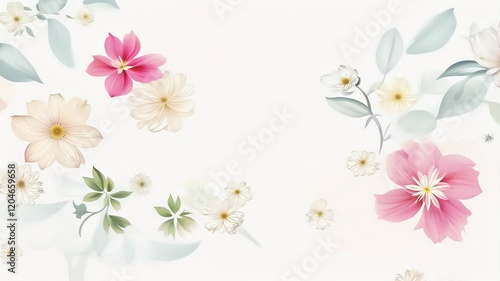 illustration small spring watercolor style background arrangements botanical minimal summer flower flower spring background banner watercolor card floral frame border chaplet botanical wedding