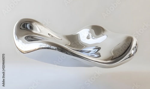 Abstract silver liquid form, 3D render.