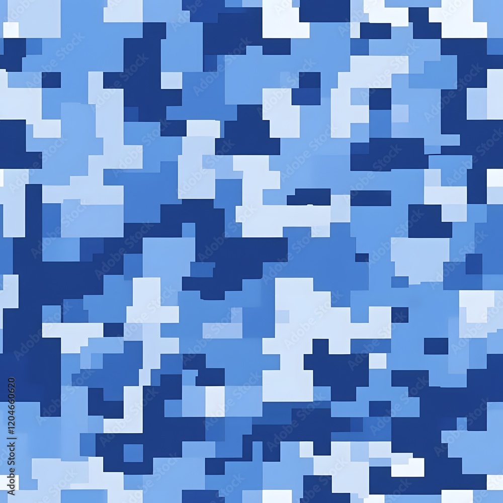 Digital camouflage background, vector seamless pattern, army blue, dark blue, and white color, with a blend of natural colors used for camouflage Digital camouflage background, vector seamless pattern, army blue, dark blue, and white color, with a blend of natural colors used for camouflage