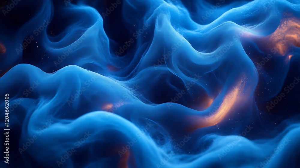 Obraz premium Abstract Blue Swirling Nebula Cosmic Dust