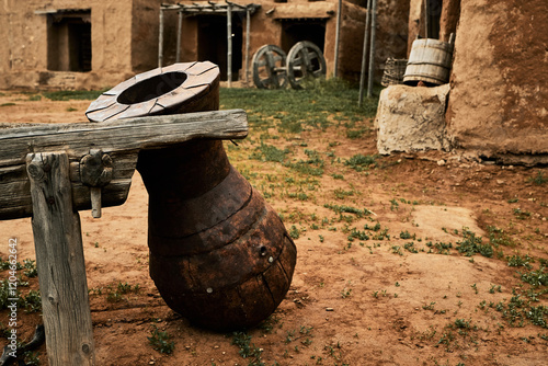 Wallpaper Mural Antique jug against the background of an old town street. Sarai-Batu, Russia, Astrakhan region. Torontodigital.ca
