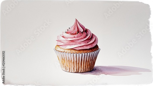 A stunning cupcake illustration highlighted by lovely pink swirls. photo