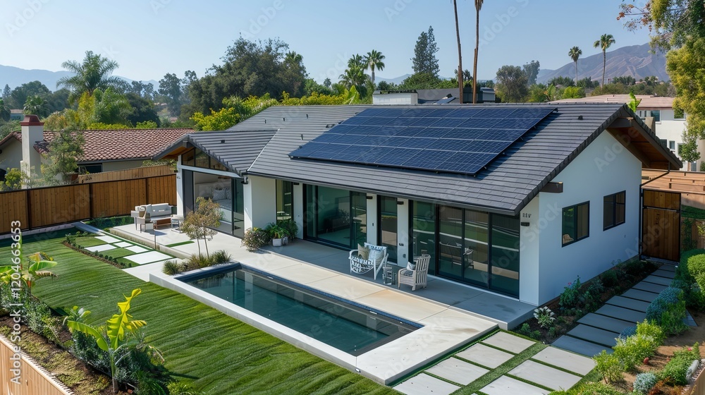 Modern Home Solar Panels Pool Landscaping Design Modern Home Solar Panels Pool Landscaping Design