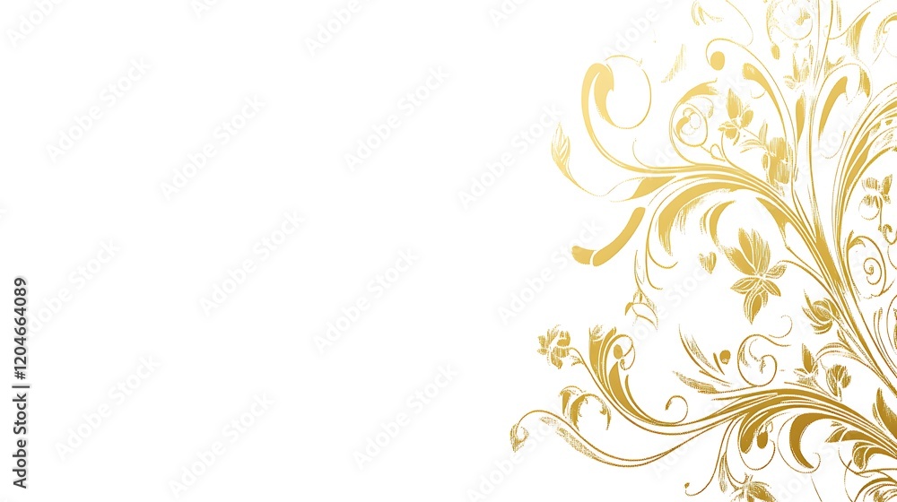Elegant Golden Floral Design on White Background Elegant Golden Floral Design on White Background