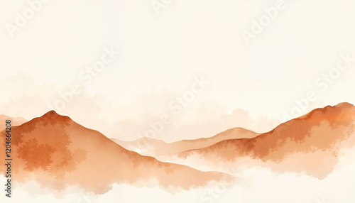 Minimalist watercolor mountains with soft earthy tones