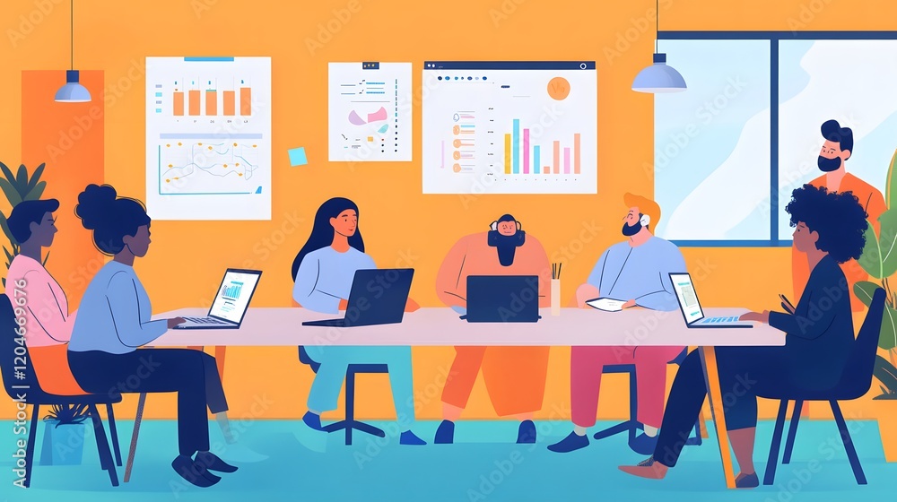 Diverse Team Meeting Business Analytics Data Charts Graphs Diverse Team Meeting Business Analytics Data Charts Graphs