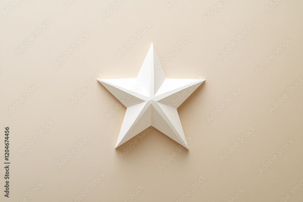 Obraz premium White three dimensional star decoration on beige background for home decor inspiration and design ideas. Generative AI
