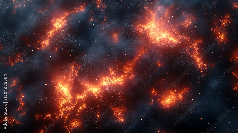 Fiery Embers and Smoke Abstract Background Fiery Embers and Smoke Abstract Background