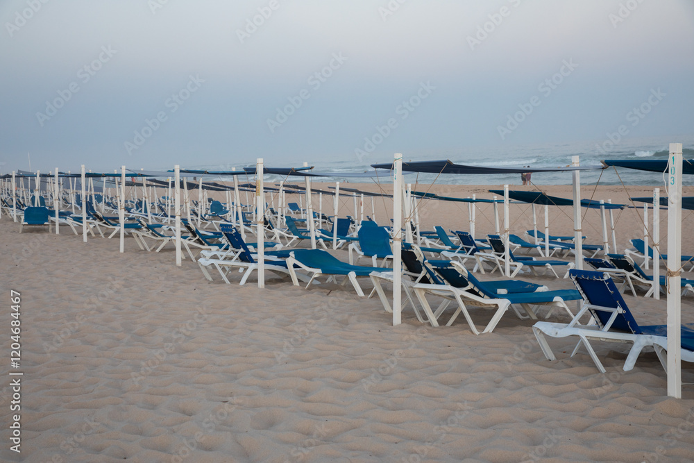 Sunset Over Peaceful Beach With Ocean Waves