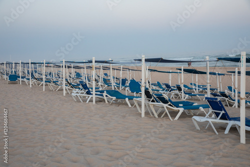 Sunset Over Peaceful Beach With Ocean Waves