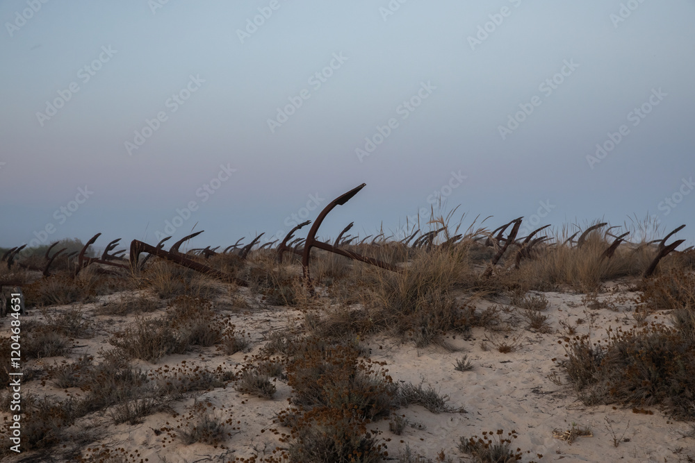 Anchor graveyard at Praia do Barril, Algarve, Portugal