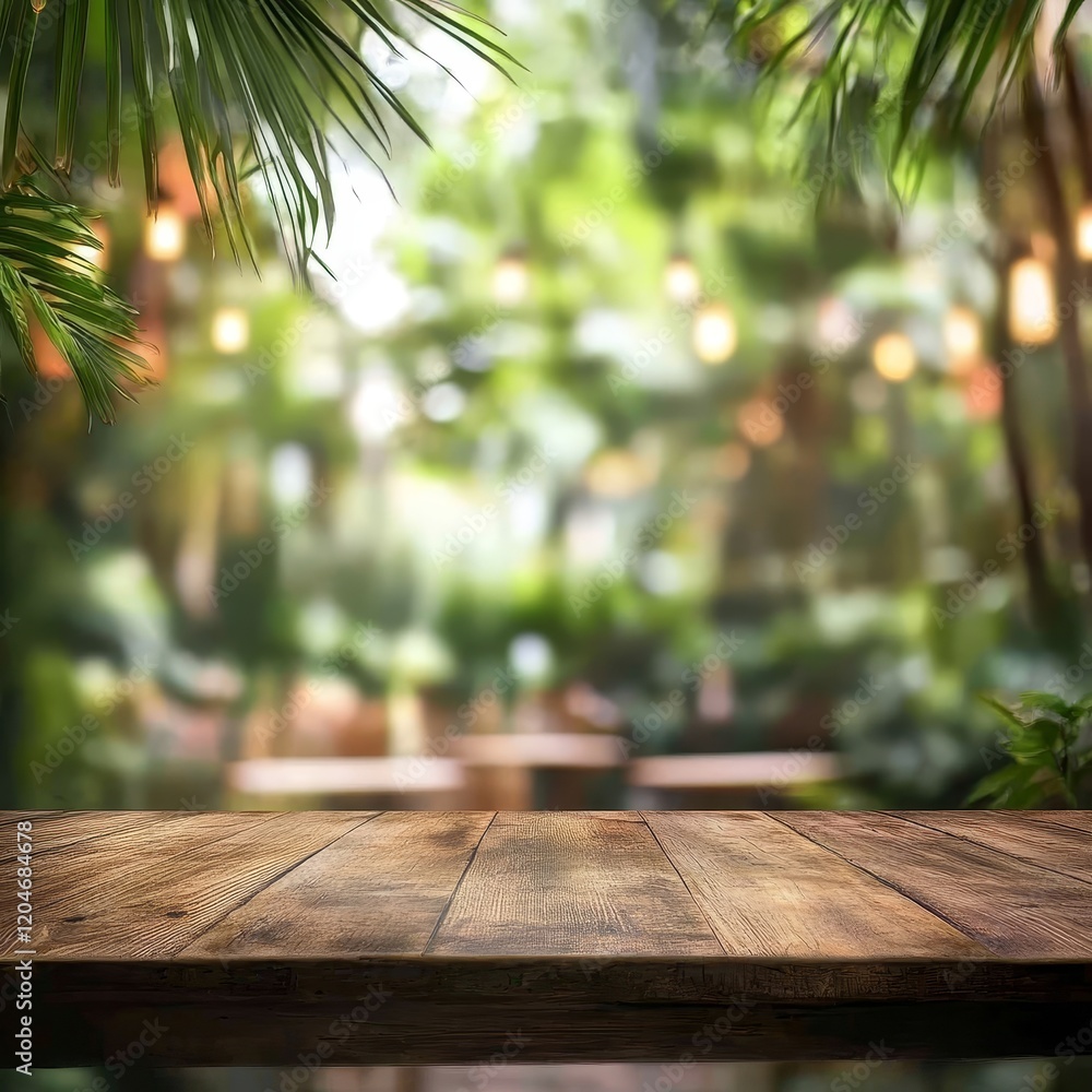 Empty wooden table and blurred background of cafe or restaurant. For product display Empty wooden table and blurred background of cafe or restaurant. For product display