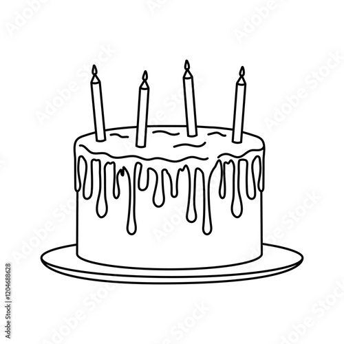 Birthday cake with candles melting on top sitting on a plate ready for celebration