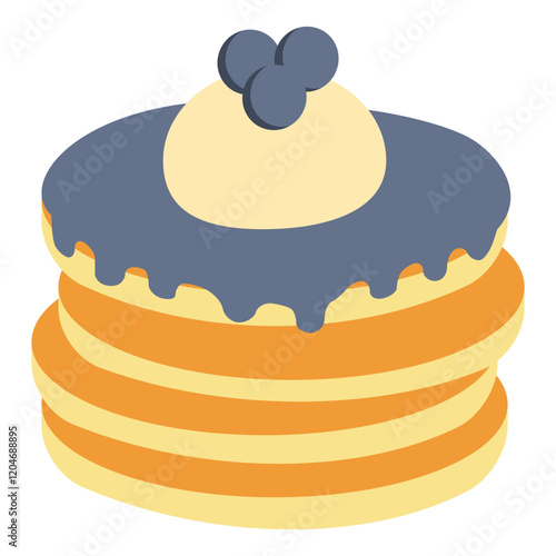 Blueberry pancake with vanilla ice cream vector