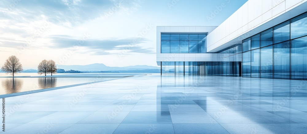 Obraz premium Modern architecture by the lake.