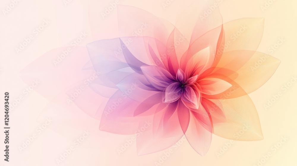Obraz premium Soft pastel colored flower design with gradient effects on a light background. Generative AI