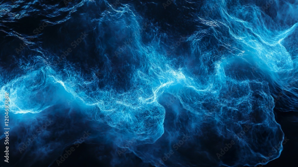 An abstract image of turbulent blue waves creating a dynamic and powerful scene with a sense of movement and energy. An abstract image of turbulent blue waves creating a dynamic and powerful scene with a sense of movement and energy.