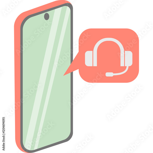 headphone pink smart phone icon vector