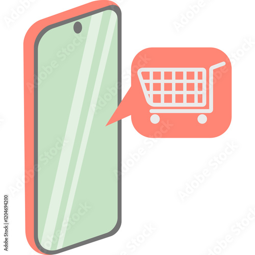 shopping cart pink phone icon vector