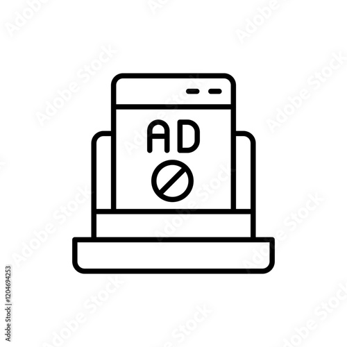 Ad blocker outline icons, accounting minimalist vector illustration ,simple transparent graphic element .Isolated on white background