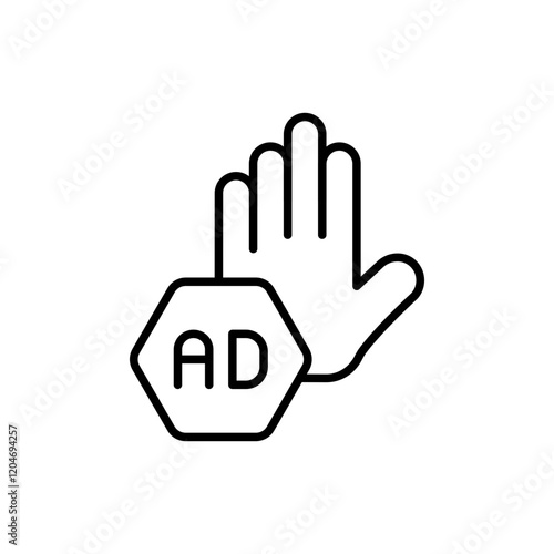 Ad blocker outline icons, accounting minimalist vector illustration ,simple transparent graphic element .Isolated on white background