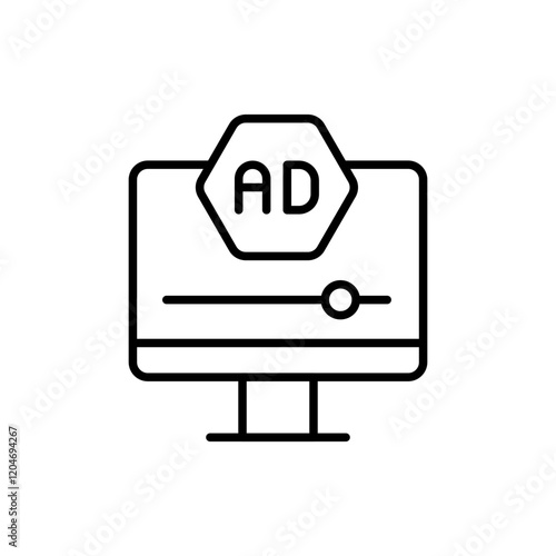 Ad blocker outline icons, accounting minimalist vector illustration ,simple transparent graphic element .Isolated on white background