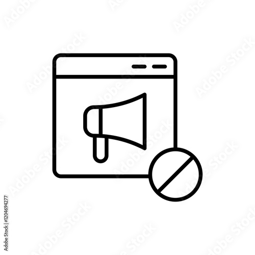 Ad blocker outline icons, accounting minimalist vector illustration ,simple transparent graphic element .Isolated on white background