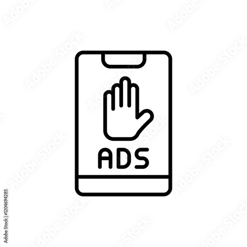 Ad blocker outline icons, accounting minimalist vector illustration ,simple transparent graphic element .Isolated on white background