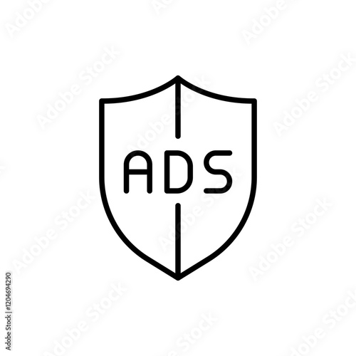 Ad blocker outline icons, accounting minimalist vector illustration ,simple transparent graphic element .Isolated on white background