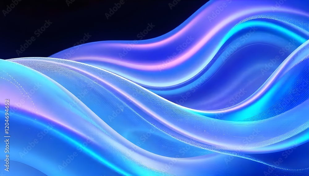 Fototapeta premium An abstract composition of cool-toned iridescent waves, resembling a digital data flow