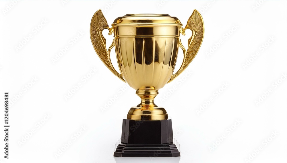 Golden trophy on a white background. A symbol of success and victory. Golden trophy on a white background. A symbol of success and victory.