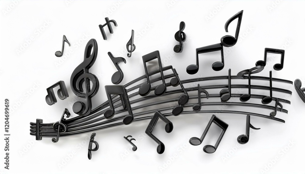 Black musical notes on a white background. Black musical notes on a white background.
