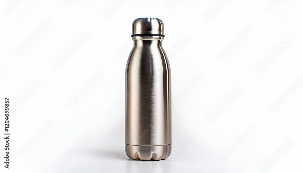 Sleek silver water bottle, perfect for hydration on the go. Sleek silver water bottle, perfect for hydration on the go.