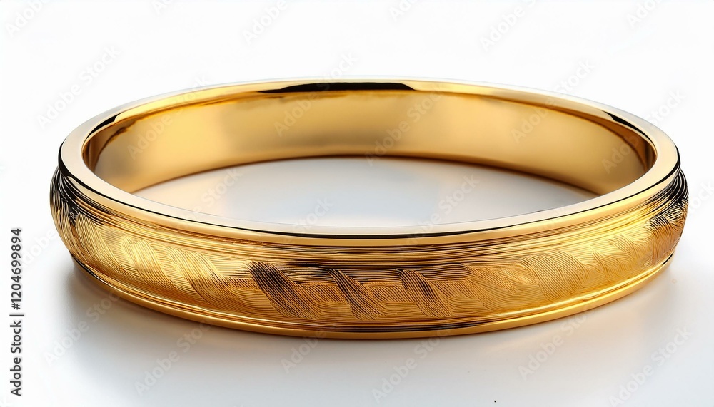 Ornate gold bangle with etched detailing. Ornate gold bangle with etched detailing.