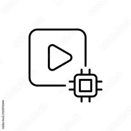 AI video generator outline icons, minimalist vector illustration ,simple transparent graphic element .Isolated on white background