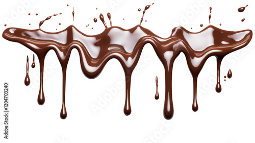 Dripping chocolate isolated on transparent white background, clipping path, Png.