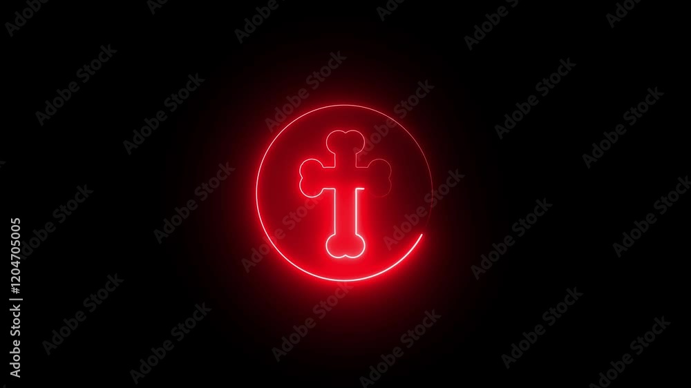 Glowing neon line Christian cross icon isolated on black background. Church cross. 4K Video motion graphic animation Glowing neon line Christian cross icon isolated on black background. Church cross. 4K Video motion graphic animation