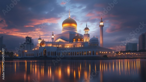 Majestic Sultan Omar Ali Saifuddien Mosque at Dusk