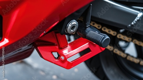 Close-up of a Red Motorcycle Footrest