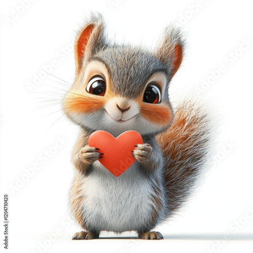 Cute cartoon squirrel with heart. Valentine’s Day greeting card design. photo