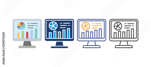 Wallpaper Mural business intelligence  icon with 4 different styles. colored, two-color line, two-color glyph,and line. design inspiration for any interface and purpose Torontodigital.ca