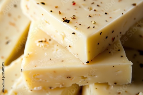 An extreme close up of pepper jack cheese photo