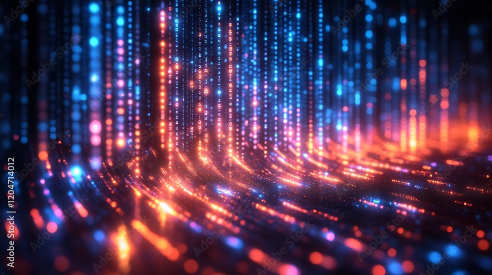 Abstract Digital Data Stream Flowing Downwards Abstract Digital Data Stream Flowing Downwards