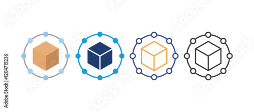 supply chain icon with 4 different styles. colored, two-color line, two-color glyph,and line. design inspiration for any interface and purpose