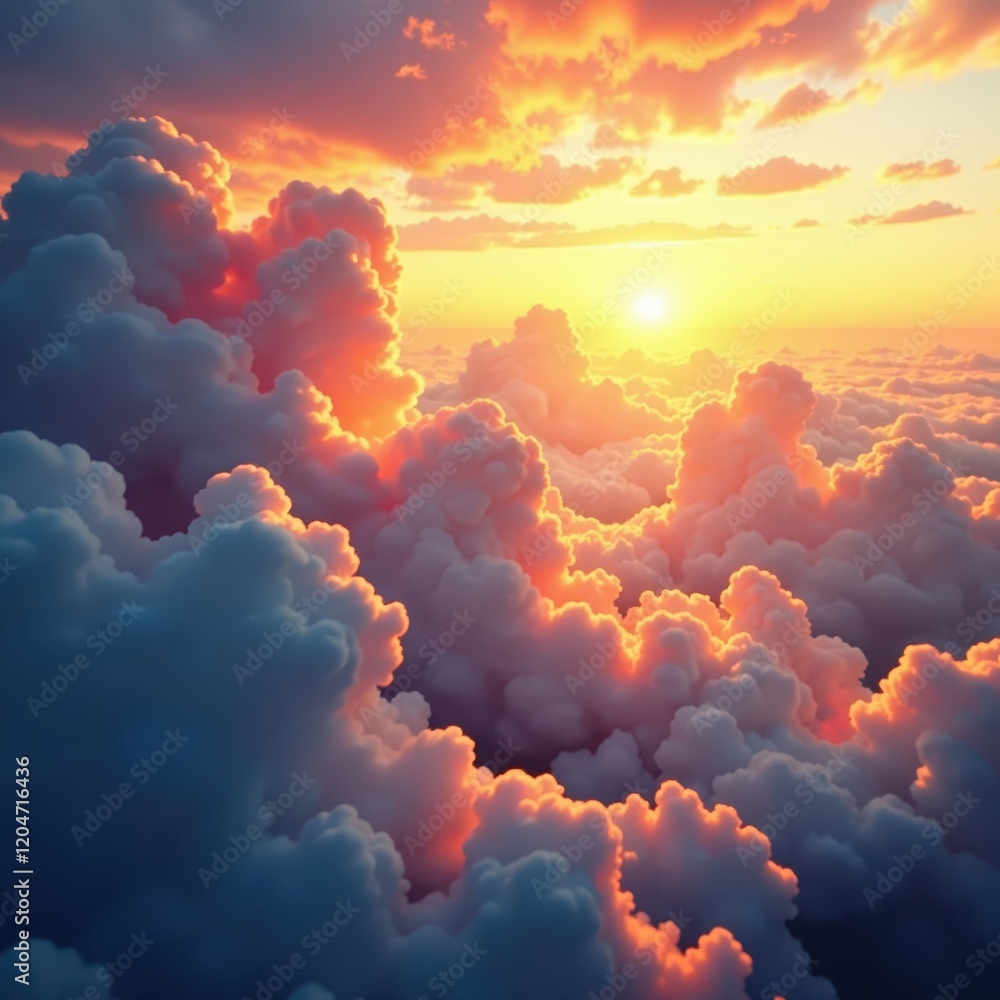 High-level cloud formation with warm sunlight and shadows, natural light, sun, atmosphere High-level cloud formation with warm sunlight and shadows, natural light, sun, atmosphere