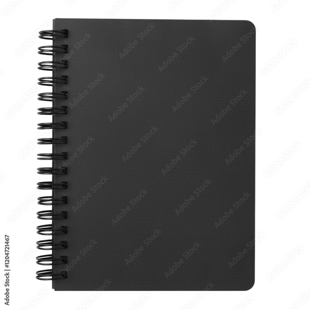 Black Spiral Bound Notebook Mockup Isolated on Transparent Background Black Spiral Bound Notebook Mockup Isolated on Transparent Background