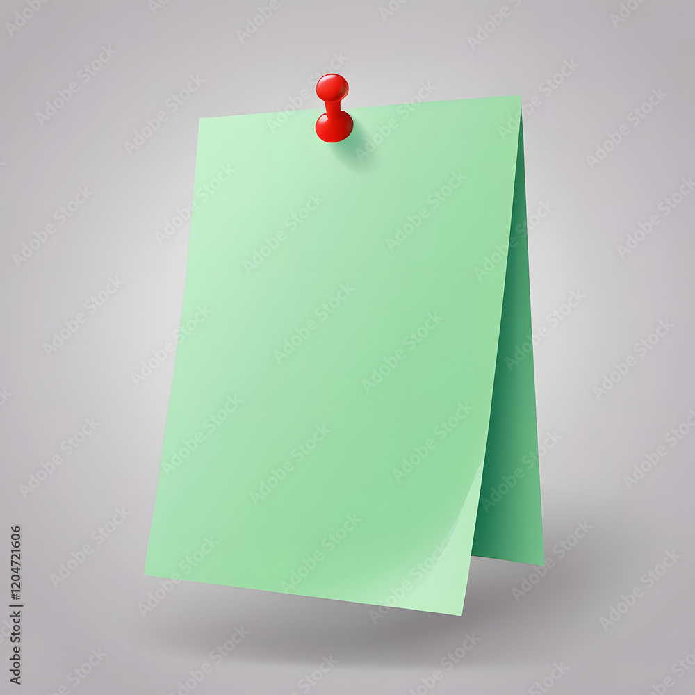 Blank Green Paper Note with Push Pin